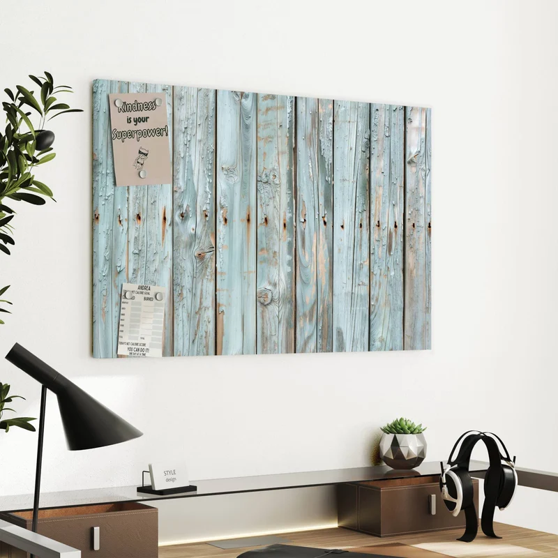 Metall Magnettafel - Hellblaue Holzplanken