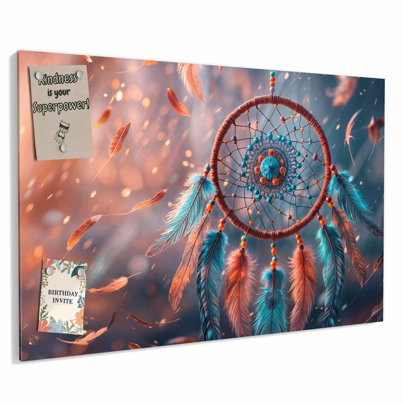 Metall Magnettafel - Traumfänger mit Federn