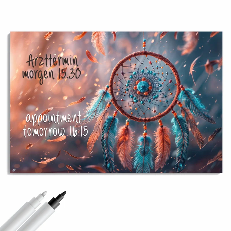 Metall Magnettafel - Traumfänger mit Federn