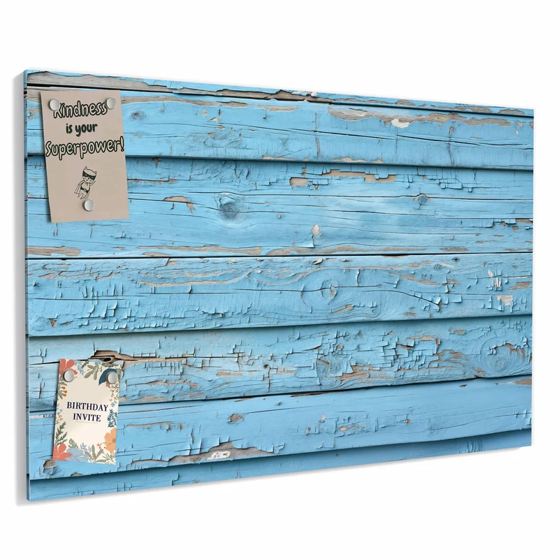 Metall Magnettafel - Blaues Vintage-Holz