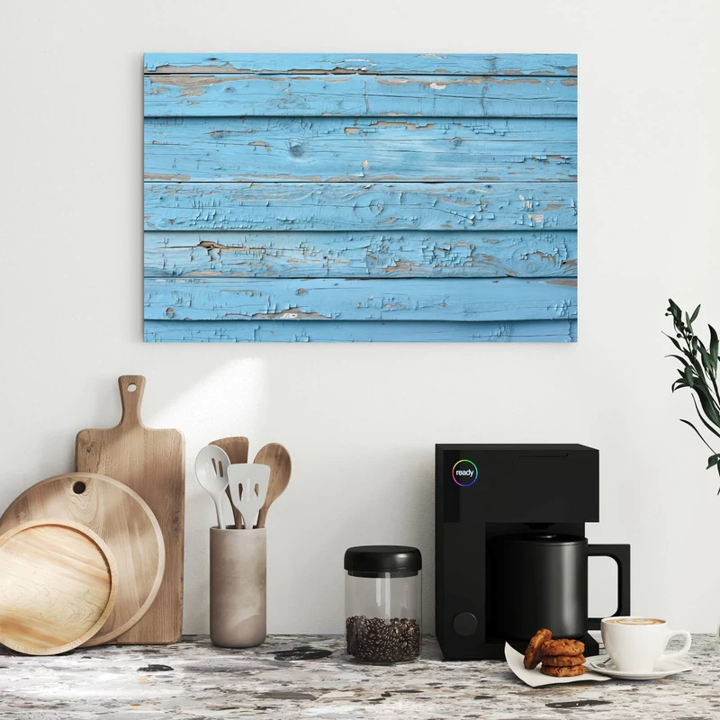 Metall Magnettafel - Blaues Vintage-Holz