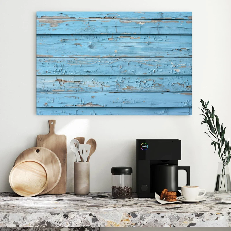 Metall Magnettafel - Blaues Vintage-Holz