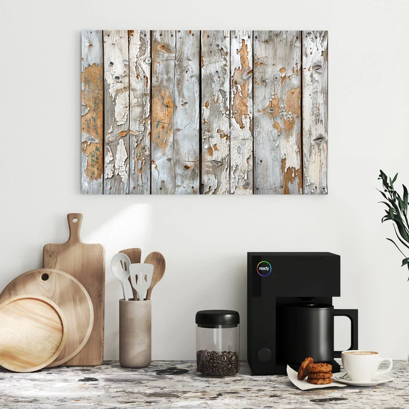 Metall Magnettafel - Weißes Altholz