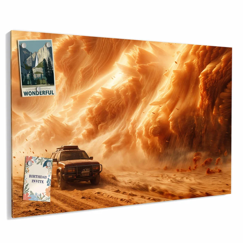 Metall Magnettafel - Auto im Sandsturm