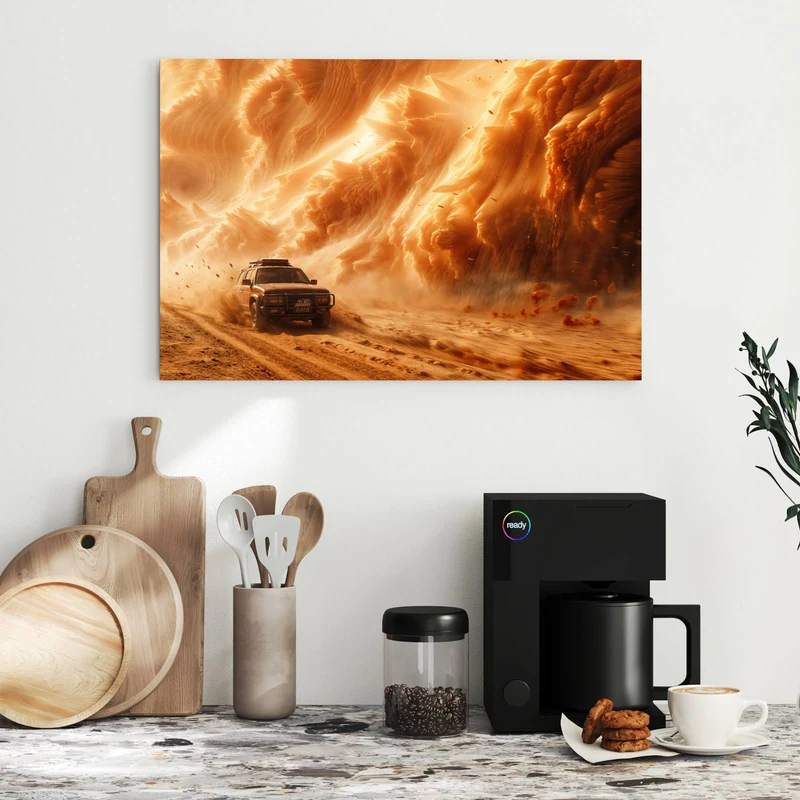 Metall Magnettafel - Auto im Sandsturm