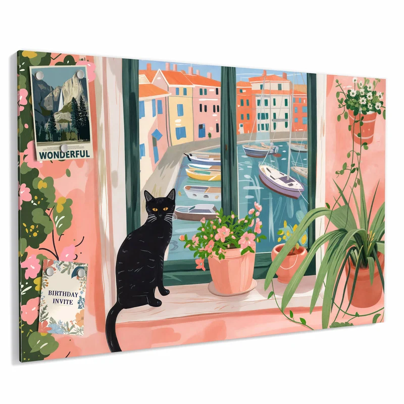 Metall Magnettafel - Katze am Fenster