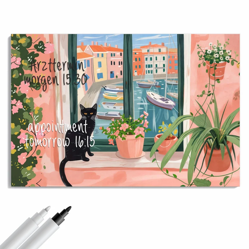 Metall Magnettafel - Katze am Fenster