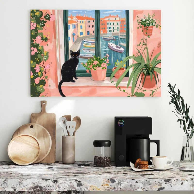 Metall Magnettafel - Katze am Fenster
