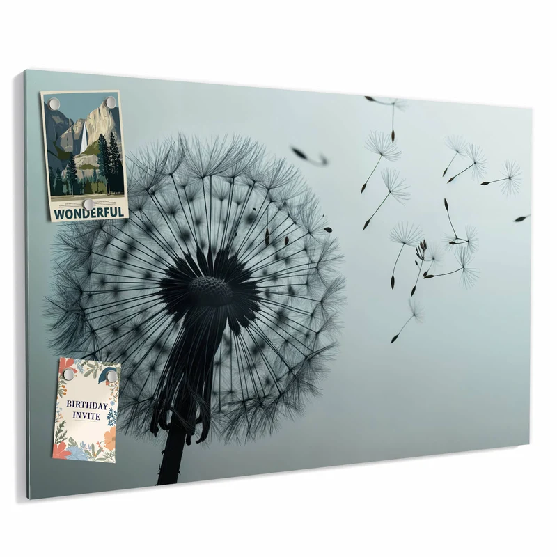 Metall Magnettafel - Pusteblume in Graublau