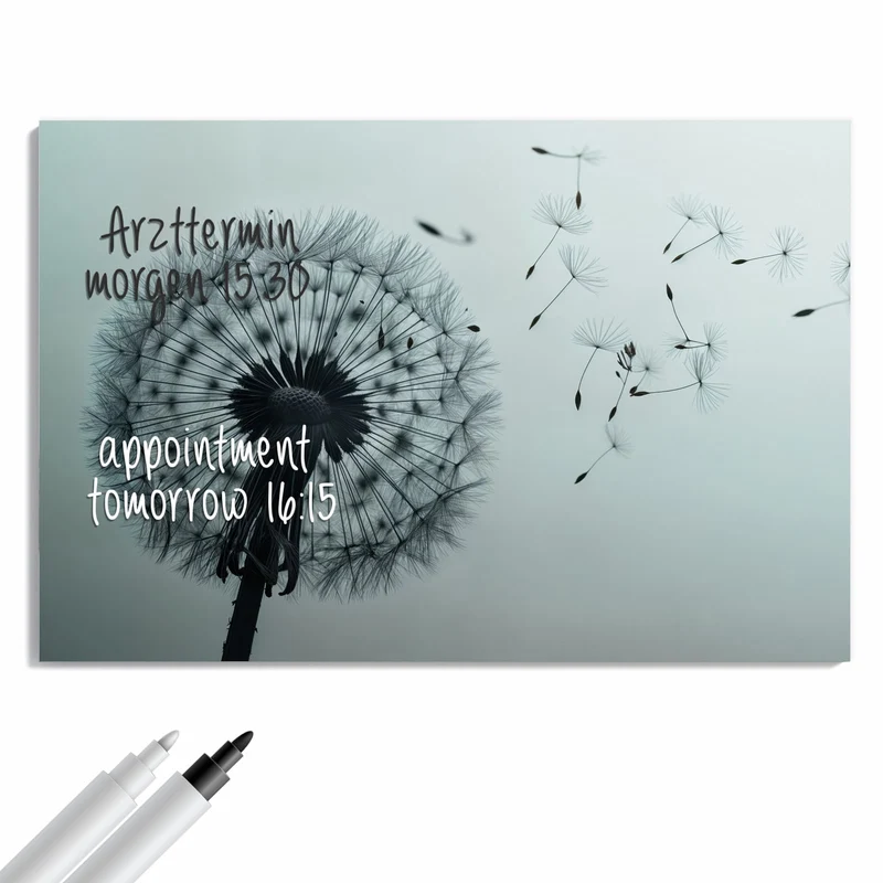 Metall Magnettafel - Pusteblume in Graublau