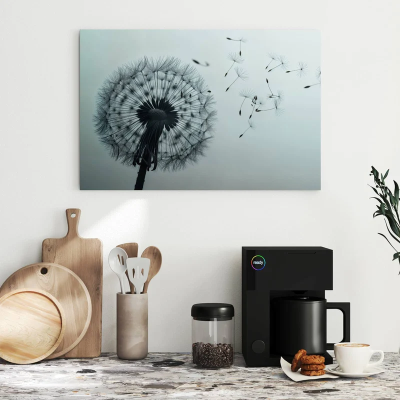Metall Magnettafel - Pusteblume in Graublau
