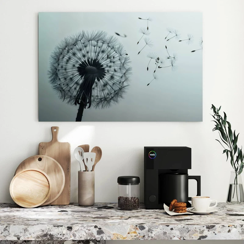 Metall Magnettafel - Pusteblume in Graublau