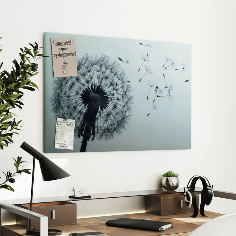Metall Magnettafel - Pusteblume in Graublau