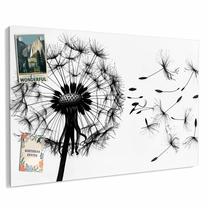 Metall Magnettafel - Pusteblume auf Weiß