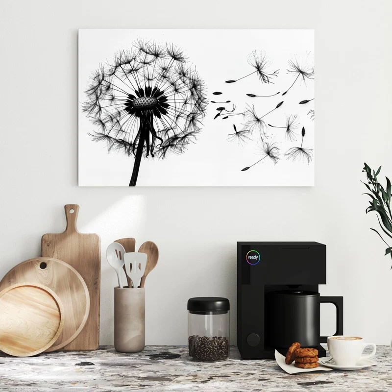 Metall Magnettafel - Pusteblume auf Weiß