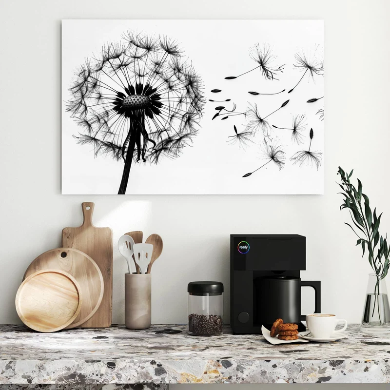 Metall Magnettafel - Pusteblume auf Weiß