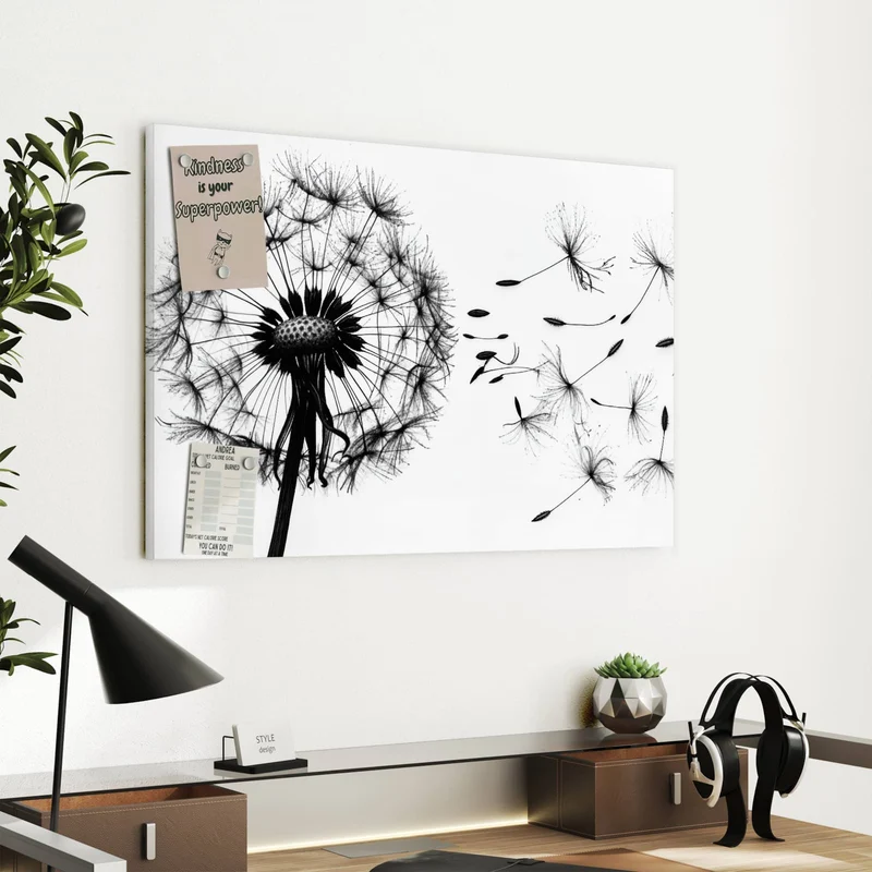 Metall Magnettafel - Pusteblume auf Weiß