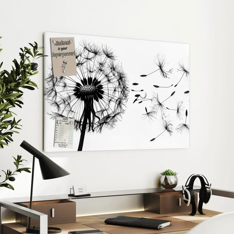 Metall Magnettafel - Pusteblume auf Weiß