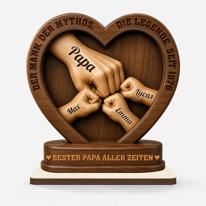 [3D-Optik] Der Mann Der Mythos Die Legende - Personalisiertes Geschenk | Holzaufsteller Mit Standfuß Papa
