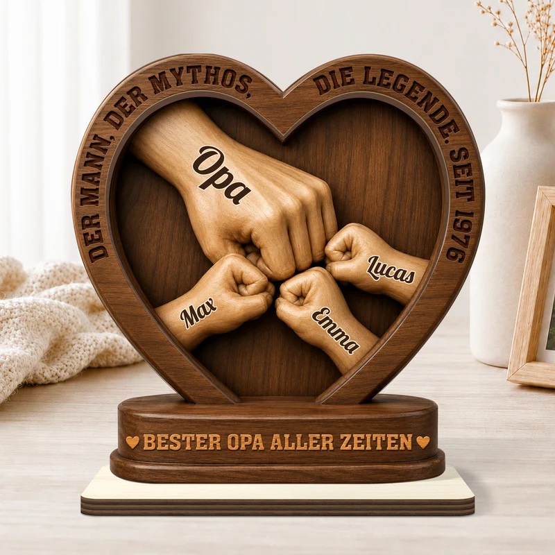 [3D-Optik] Der Mann Der Mythos Die Legende - Personalisiertes Geschenk | Holzaufsteller Mit Standfuß Papa