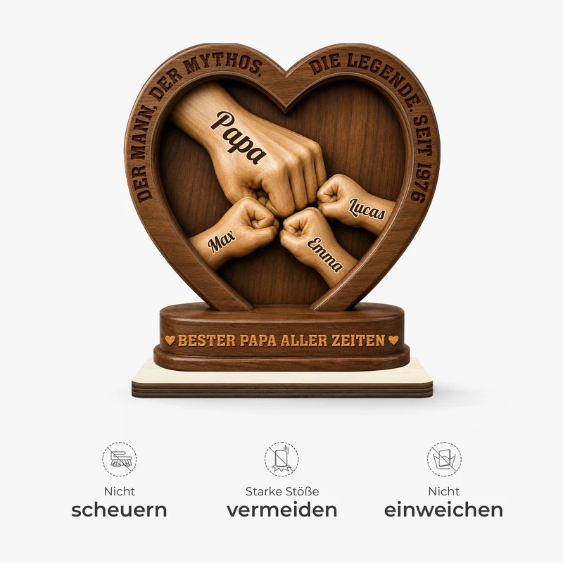 [3D-Optik] Der Mann Der Mythos Die Legende - Personalisiertes Geschenk | Holzaufsteller Mit Standfuß Papa