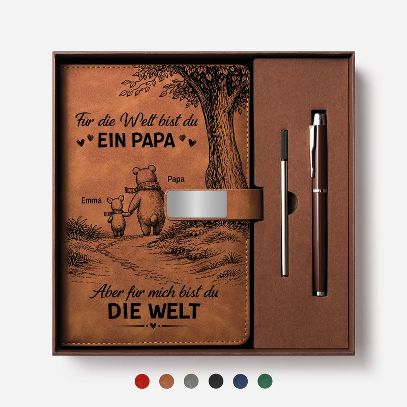 Für Die Welt Bist Du Ein Papa Bär - Personalisiertes Geschenk | Notizbuch Mit Stift Papa Mama