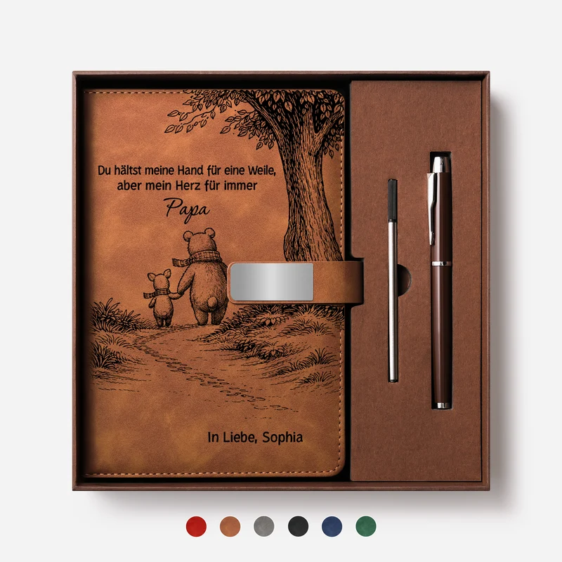 Immer Da Um Unsere Hände Zu Halten - Personalisiertes Geschenk | Notizbuch Mit Stift Papa Mama Bär