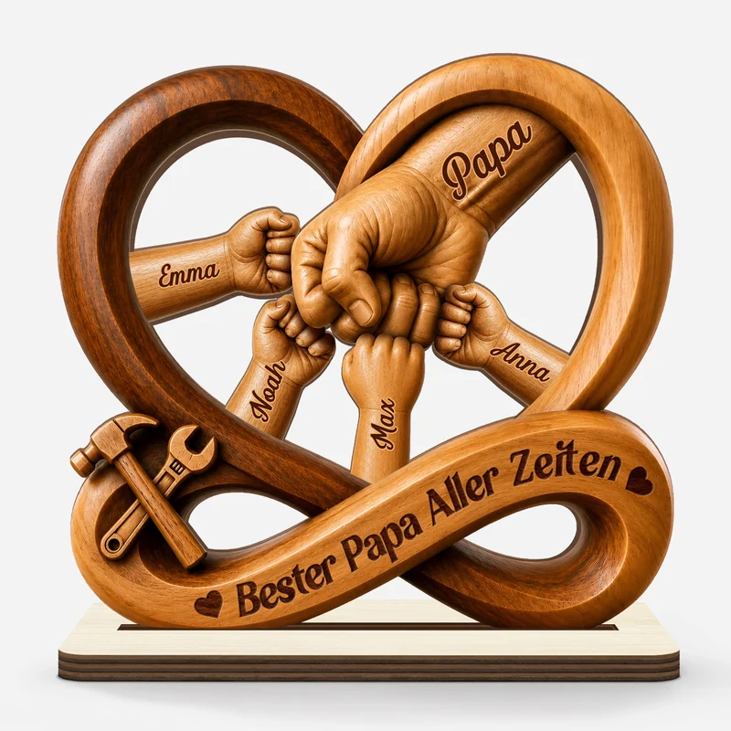 Bester Papa Ever - Personalisiertes Geschenk | Holzaufsteller Mit Standfuß Papa Opa