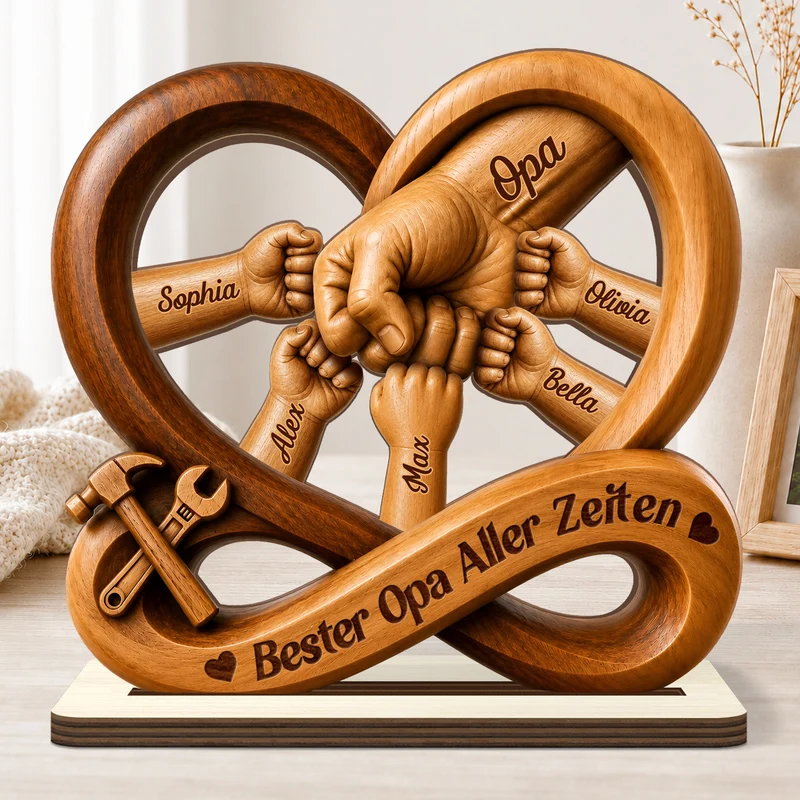 Bester Papa Ever - Personalisiertes Geschenk | Holzaufsteller Mit Standfuß Papa Opa