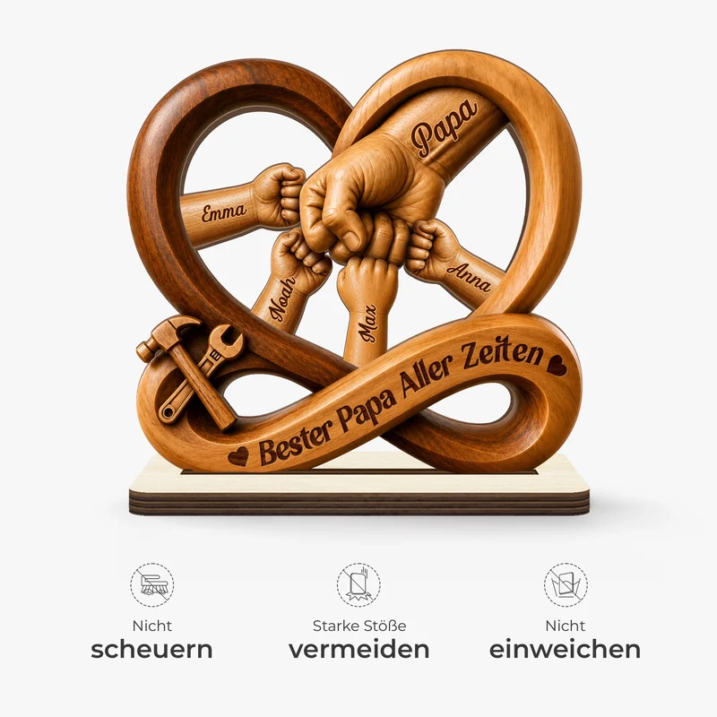 Bester Papa Ever - Personalisiertes Geschenk | Holzaufsteller Mit Standfuß Papa Opa