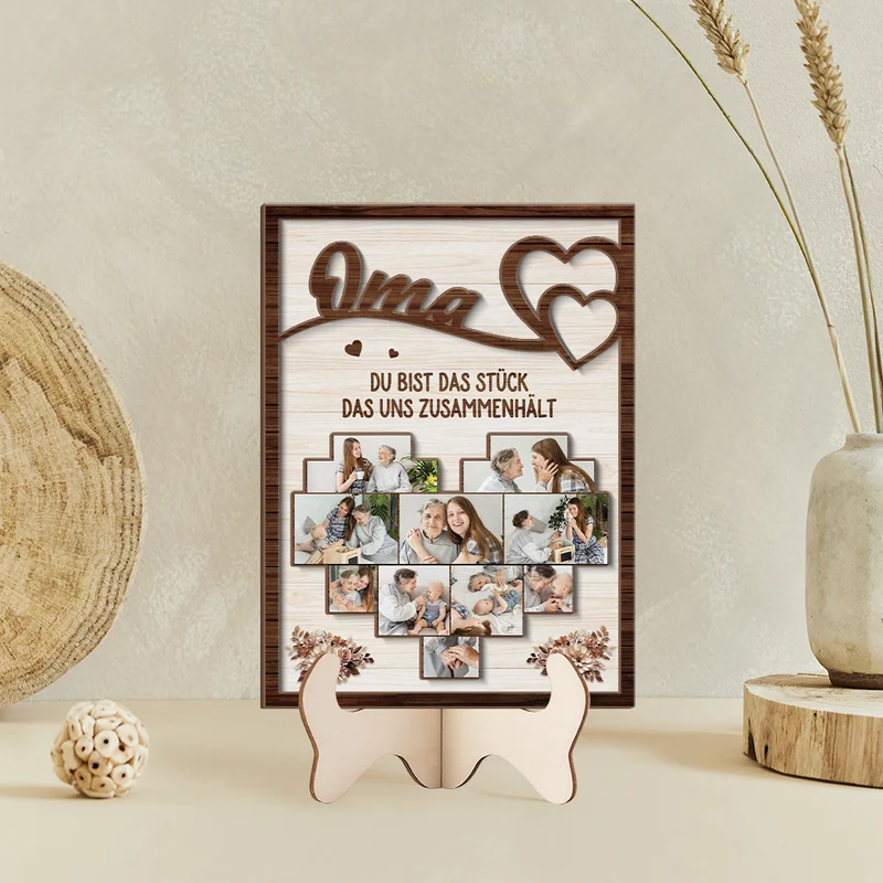 Mama Du Bist Das Stück Das Uns Zusammenhält - Personalisierte Geschenke Foto | Holzaufsteller Mama & Oma