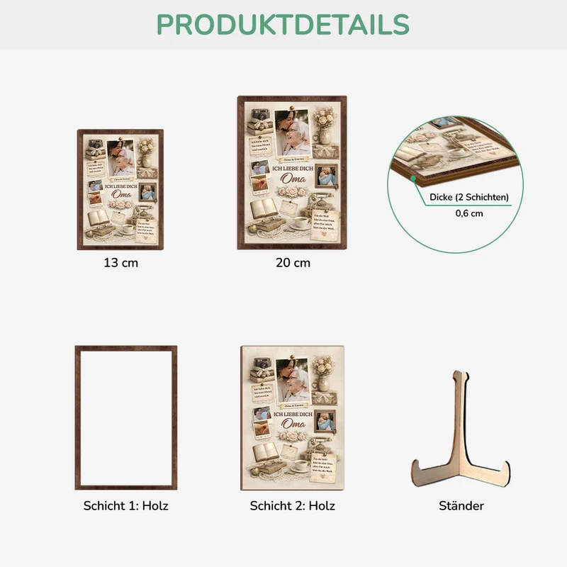Wir Lieben Dich Mama - Personalisierte Geschenke Foto | Holzaufsteller Oma/Mama