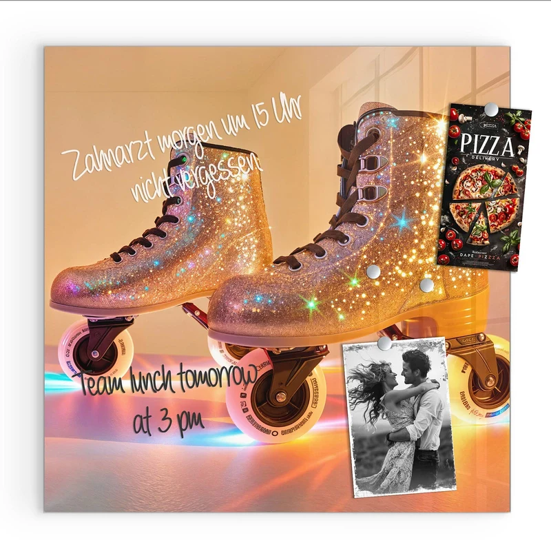 Magnettafel - Glitzernde Rollschuhe