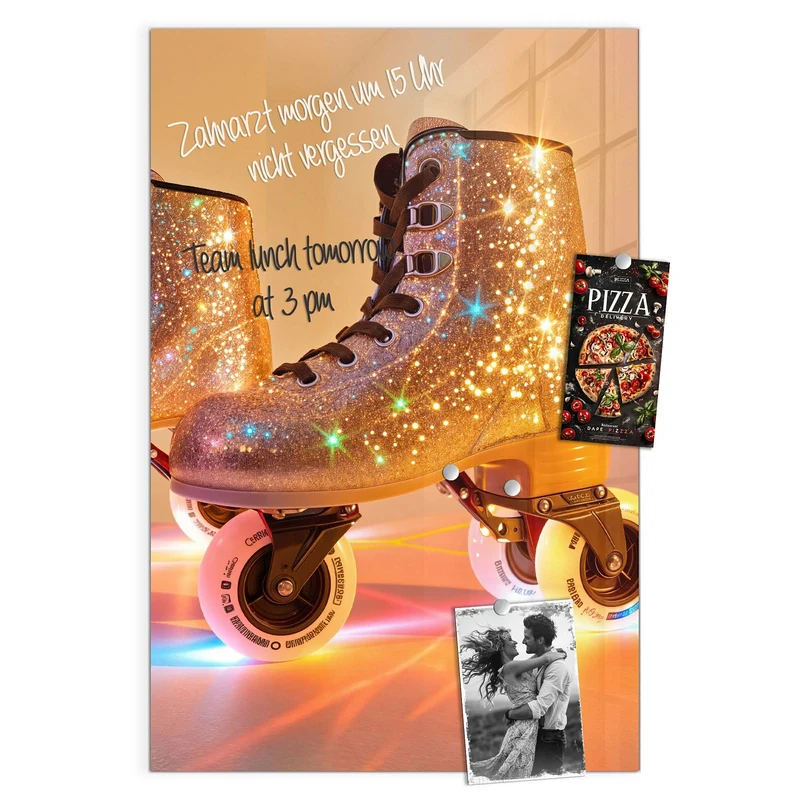 Magnettafel - Glitzernde Rollschuhe