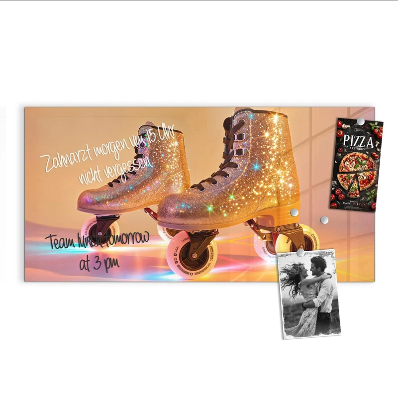 Magnettafel - Glitzernde Rollschuhe