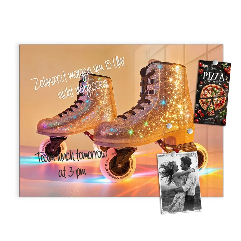 Magnettafel - Glitzernde Rollschuhe