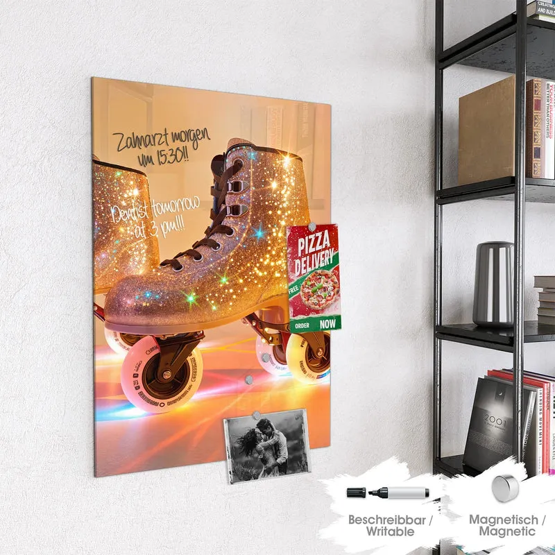 Magnettafel - Glitzernde Rollschuhe