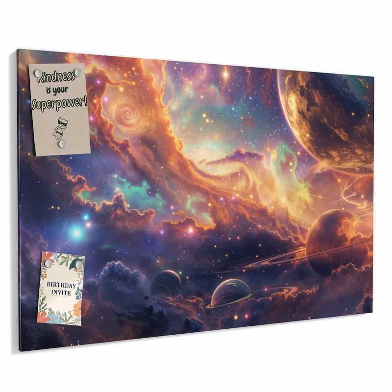 Metall Magnettafel - Ringplaneten in Gold