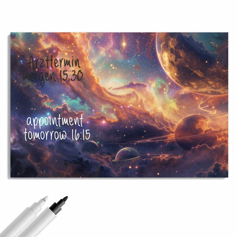 Metall Magnettafel - Ringplaneten in Gold