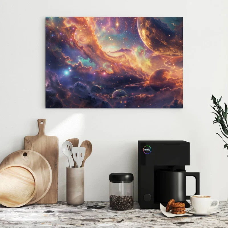 Metall Magnettafel - Ringplaneten in Gold