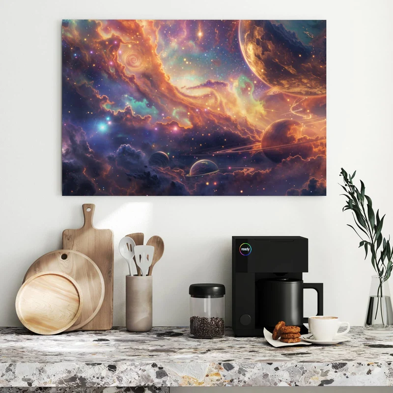 Metall Magnettafel - Ringplaneten in Gold