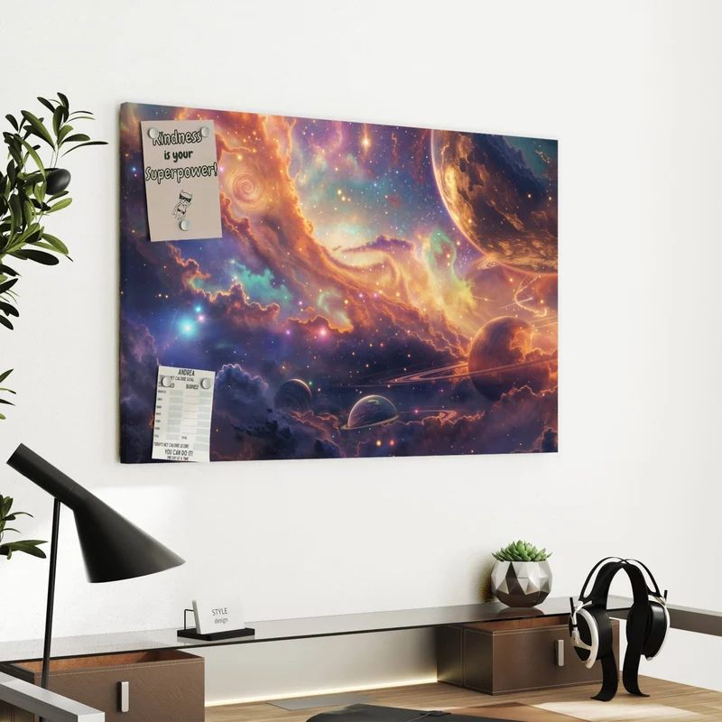 Metall Magnettafel - Ringplaneten in Gold