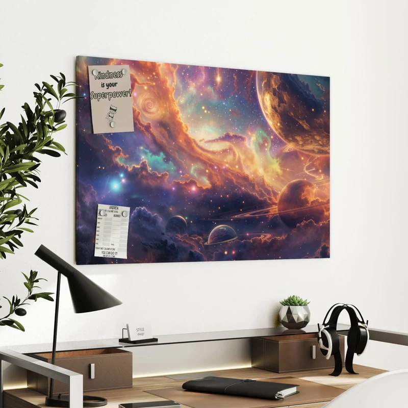 Metall Magnettafel - Ringplaneten in Gold