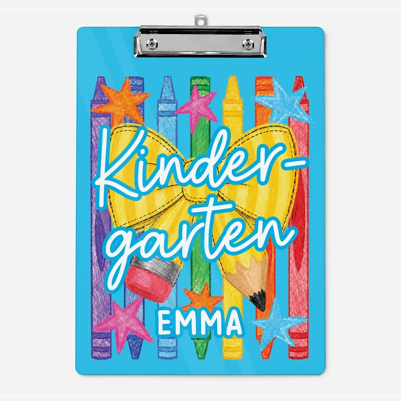 Lehrerin + Buntstifte - Personalisiertes Geschenk | Klemmbrett