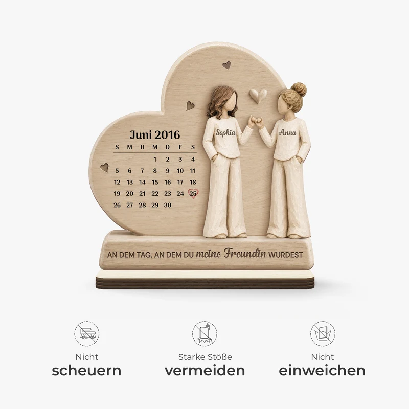 [3D-Optik] An Dem Tag An Dem Du Meine Freundin - Personalisiertes Geschenk | Holzaufsteller Mit Standfuß Kalender