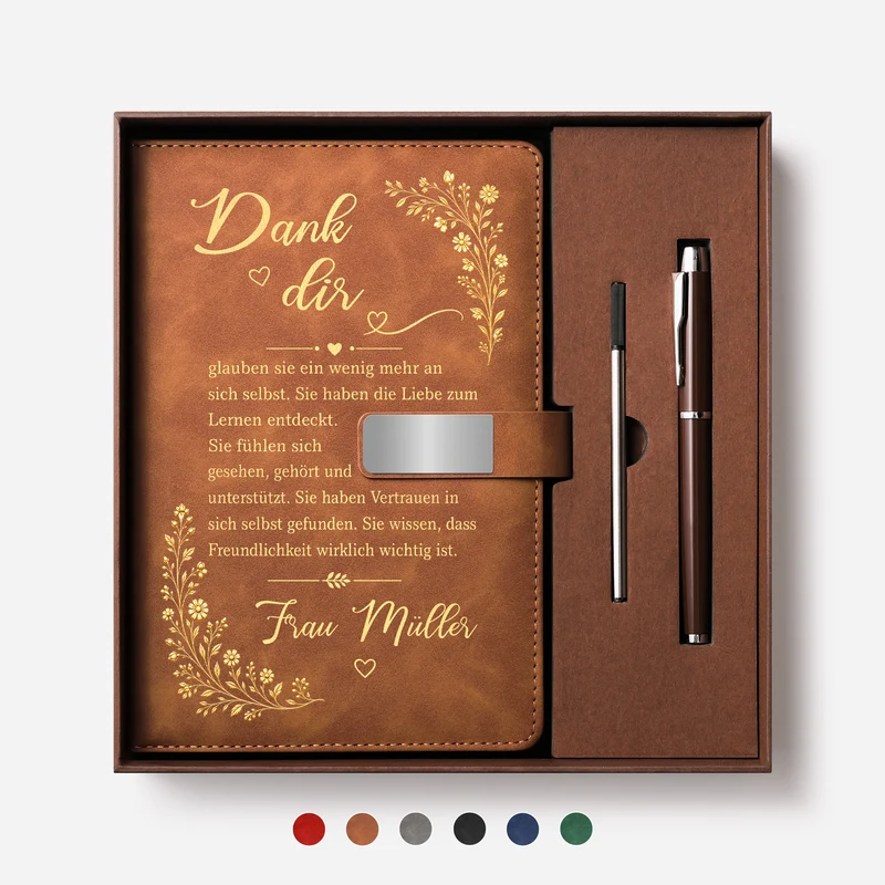 Dank Dir Glauben Sie Ein Wenig Mehr An Sich Selbst - Personalisierte Geschenke Lehrerin | Notizbuch Mit Stift Blumen