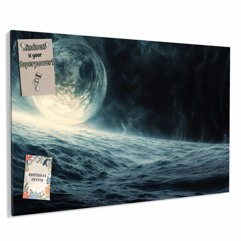 Metall Magnettafel - Mond über dem Meer