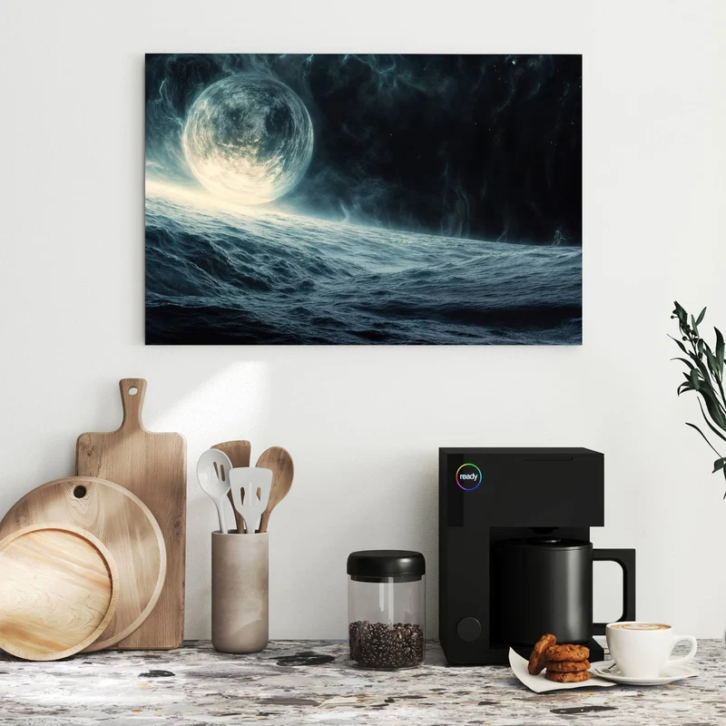 Metall Magnettafel - Mond über dem Meer