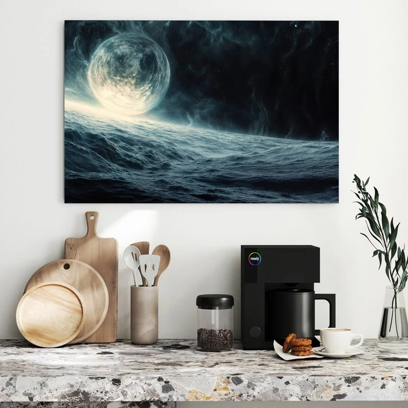 Metall Magnettafel - Mond über dem Meer