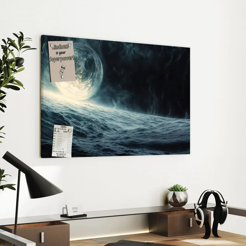 Metall Magnettafel - Mond über dem Meer